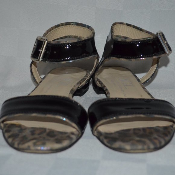 Sz 35.5 5.5 AGL Attilio Giusti Leombruni Black Patent Ankle Strap Sandals - Picture 3 of 7